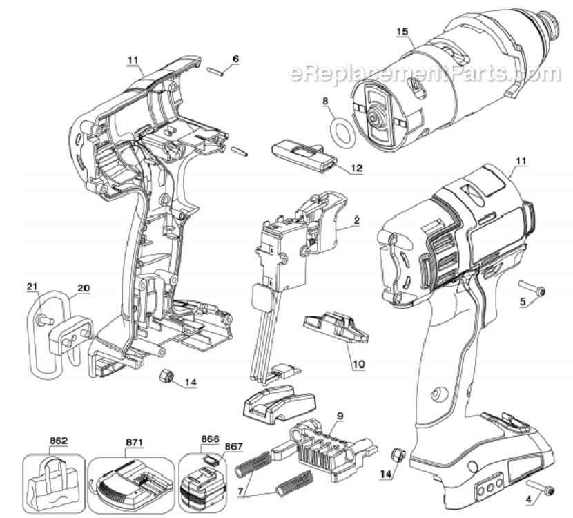 Page A Diagram and Parts List for PC1800ID 1 Porter Cable Cordless Drill